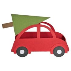 Red Car with Christmas Tree