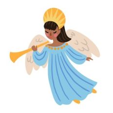 Brunette Angel with Trumpet