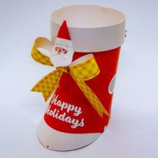 santa boots candy pot-red