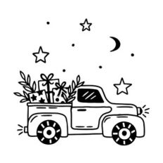 Truck with presents and stars
