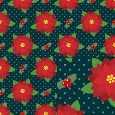 poinsettia dark and dots pattern