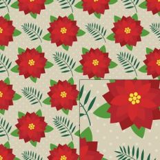 poinsettia plant and dots pattern