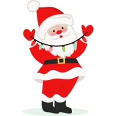 santa holding up lights