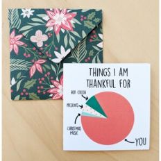 christmas thankful pie chart card and envelope