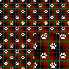 tartan red black green yellow blue and paws pattern