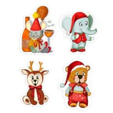 Print n Cut Christmas and New Years Cute Animals Stickers