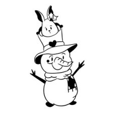 Cute Snowman with Bunny on Hat Winter svg