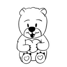 Cute Baby Bear Holding Heart Valentine's