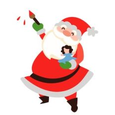 Santa painting a doll