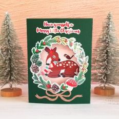 Winter Deer with Wreath Christmas Shadowbox Card