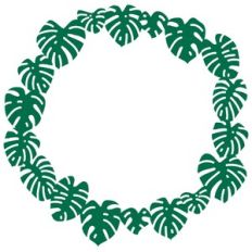 Monstera Houseplant Leaf Frame Garland Border