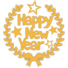 happy new year and stars circle leaves