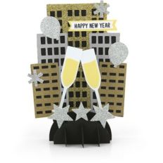 5X7 Grid Pop Up Card New Year Champagne