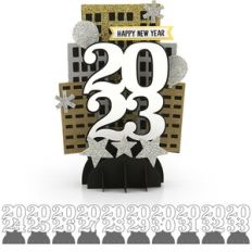 5X7 Grid Pop Up Card New Year