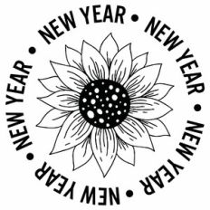 New Year Sunflower Quote Circle