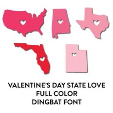 valentine's day state love full color dingbat font