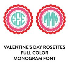 Valentine's day rosette frames full color mongoram font