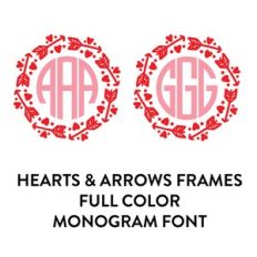 heart and arrows frame full color monogram font