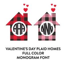 plaid valentine's day monogram frames full color font