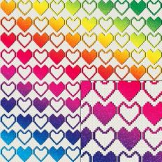 pixel heart rainbow glitter pattern