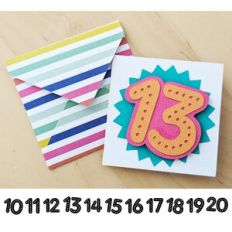number birthday card and envelope 10-20