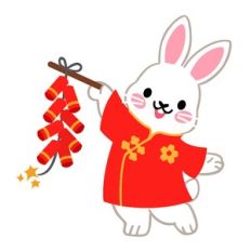 Chinese New Years Rabbit with Fire Crackers