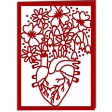 Anatomical Heart with Flowers Card