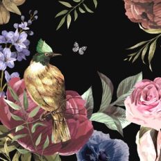 Dark Bird Floral Background