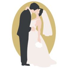 Kissing Bride and Groom