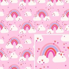 Rainbow Cloud Hearts Pattern