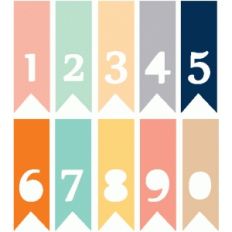 set of 10 number banners / flags