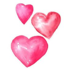 Three Watercolor Hearts Print and Cut