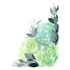 Soft Green Blue Watercolor Roses Corner Flower Arrangement