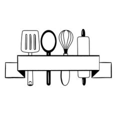 Kitchen name frame with kitchen utensils