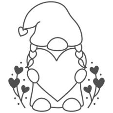 Valentine Gnome Girl with Heart