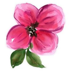 Fuscia Abstract Watercolor Flower Print and Cut