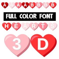 Hearts 3d Color Font