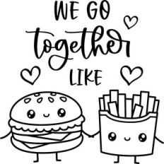 Hamburger And Fries In Love