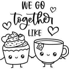 Tea Cup And Cupcake In Love