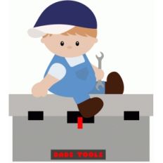 boy on tool box dads helper
