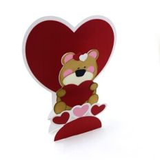 Teddy Bear Valentine  Pop Up Stand Card