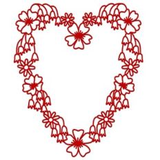 Garden of Flowers Heart Frame Garland Border