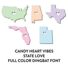 word heart vibes state love full color dingbat font
