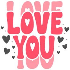 Love You - Stacked Retro Text