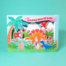 Stegosaurus Dinosaur 3D Valentines Day Card