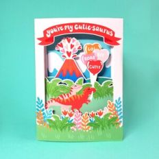 Raptors Dinosaur Valentines Day 3D Popup Card