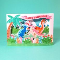 Parasaurolophus Dinosaur Valentines Day 3D Pop-up Card