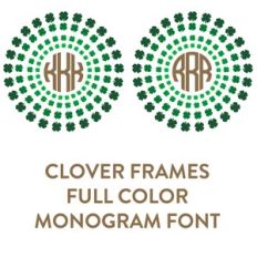 clover frames full color monogram font