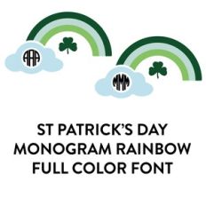 st Patrick's day rainbow monogram frame full color font