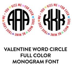 valentine word cricle full color mongoram font